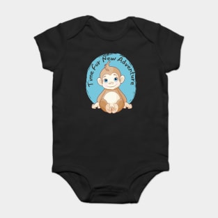 Cute monkey Time for new adventure Hello little monkey cute baby outfit Baby Bodysuit